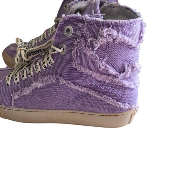 NIB ZADIG & VOLTAIRE WOMENS HIGH FLASH DISTRESSED CANVAS BOOMERANG SIZE 7 US - Picture 2 of 12